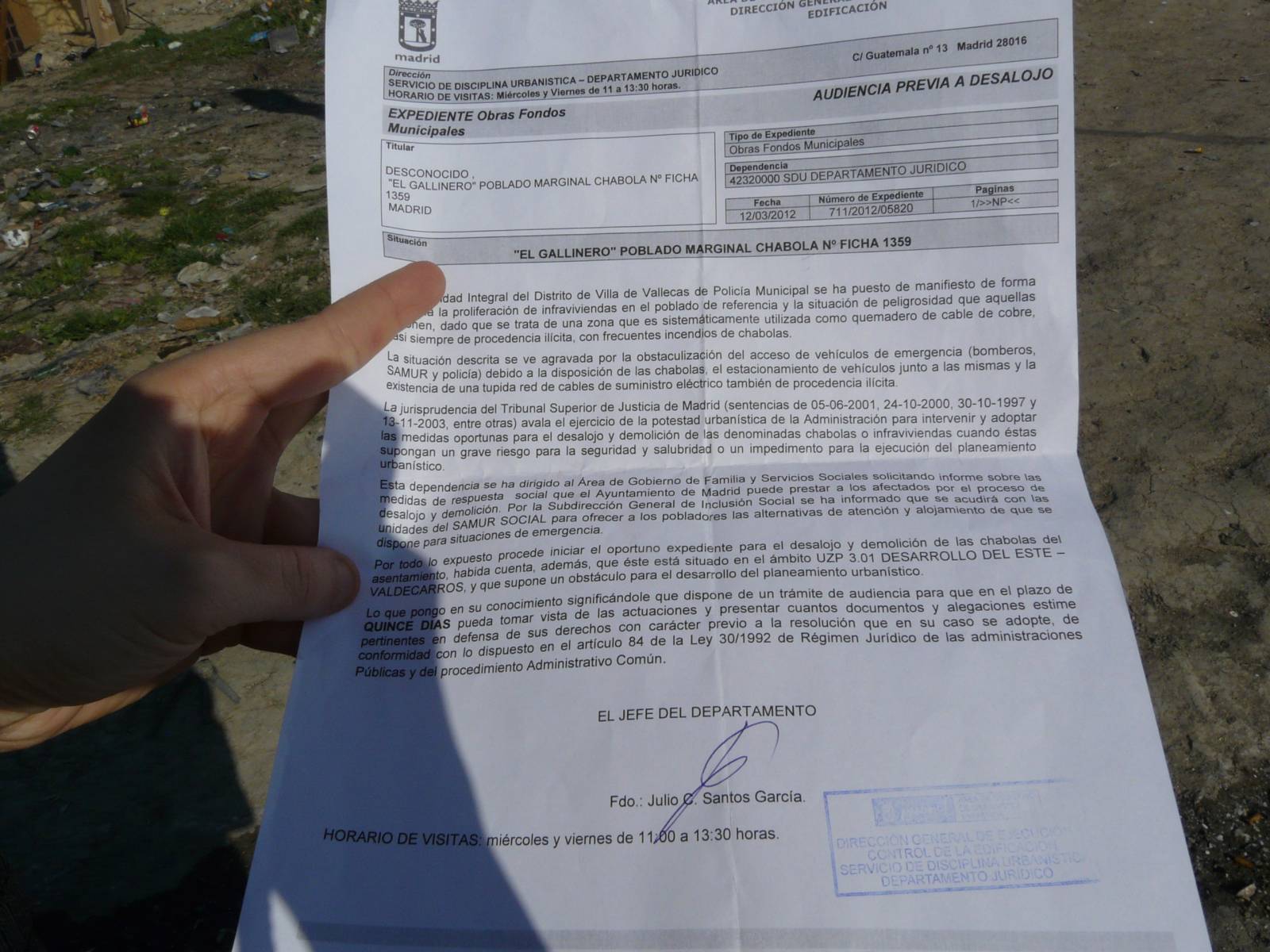 Aviso de desalojo
