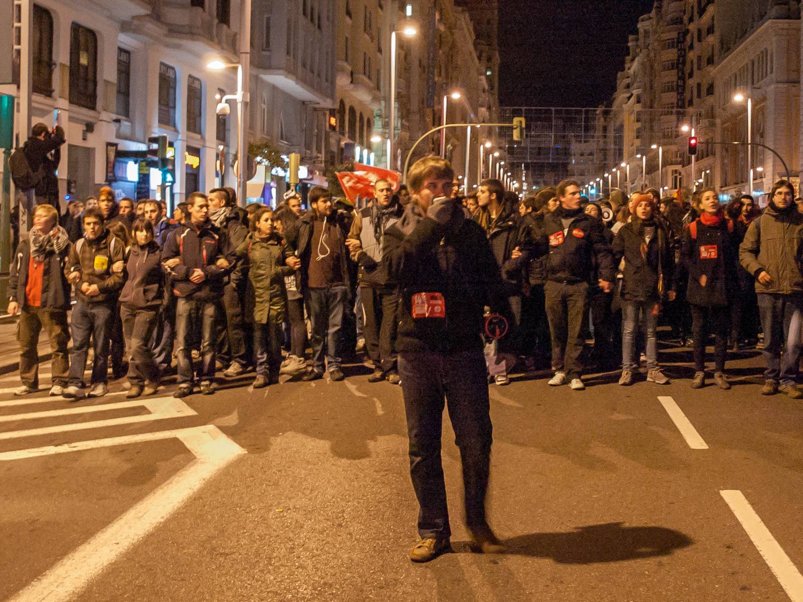 Marcha nocturna Los manifestantes, durante la movilización por el centro de Madrid. Foto: David Roch