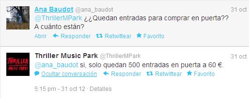 Tweet que muestra que las entradas se vendieron en la puerta