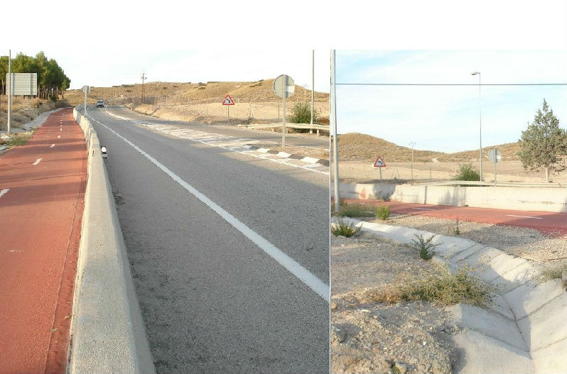 Muro que separa el carril ciclista y la carretera M-301. Fotos: Iván Gurrea Muro que separa el carril ciclista y la carretera M-301. Fotos: Iván Gurrea