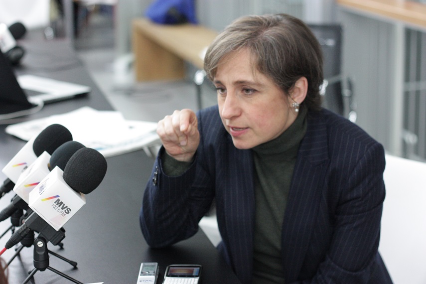 La periodista mexicana Carmen Aristegui, en un momento de la entrevista. Foto: J. S. C.