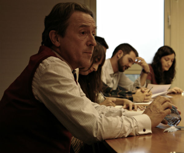 Hermann Terstch, con los alumnos del máster ABC-UCM. Foto: L.A.
