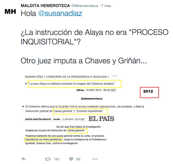 Captura del Twitter de Maldita Hemeroteca