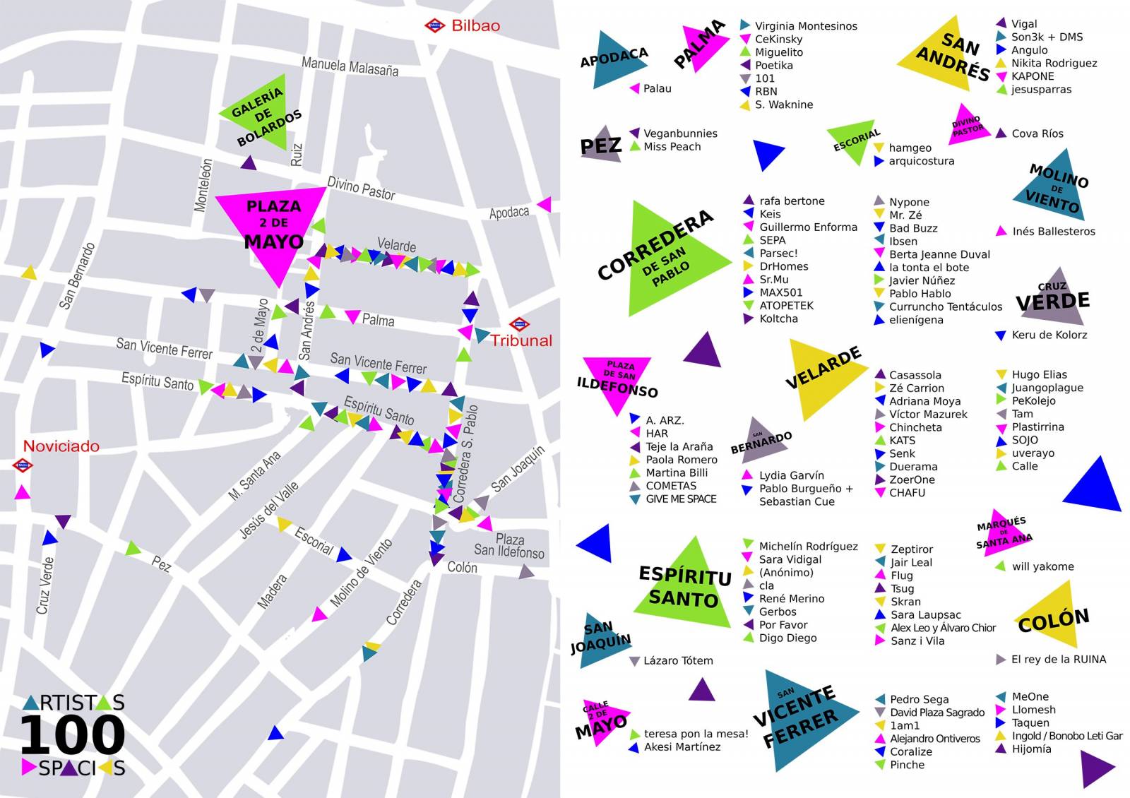 Mapa de los locales en los que tendrá lugar Pinta Malasaña